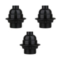 3Pack E27 Light Bulb Pendant Socket Holder,Screw Black Plastic Lamp holder~4389