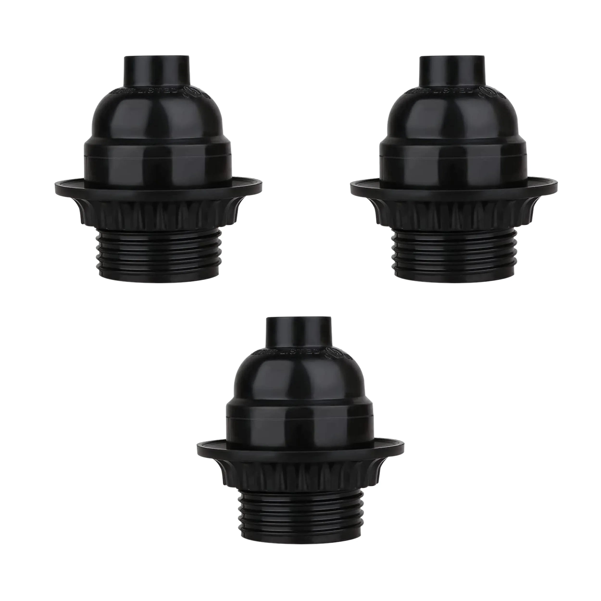 3Pack E27 Light Bulb Pendant Socket Holder,Screw Black Plastic Lamp holder~4389