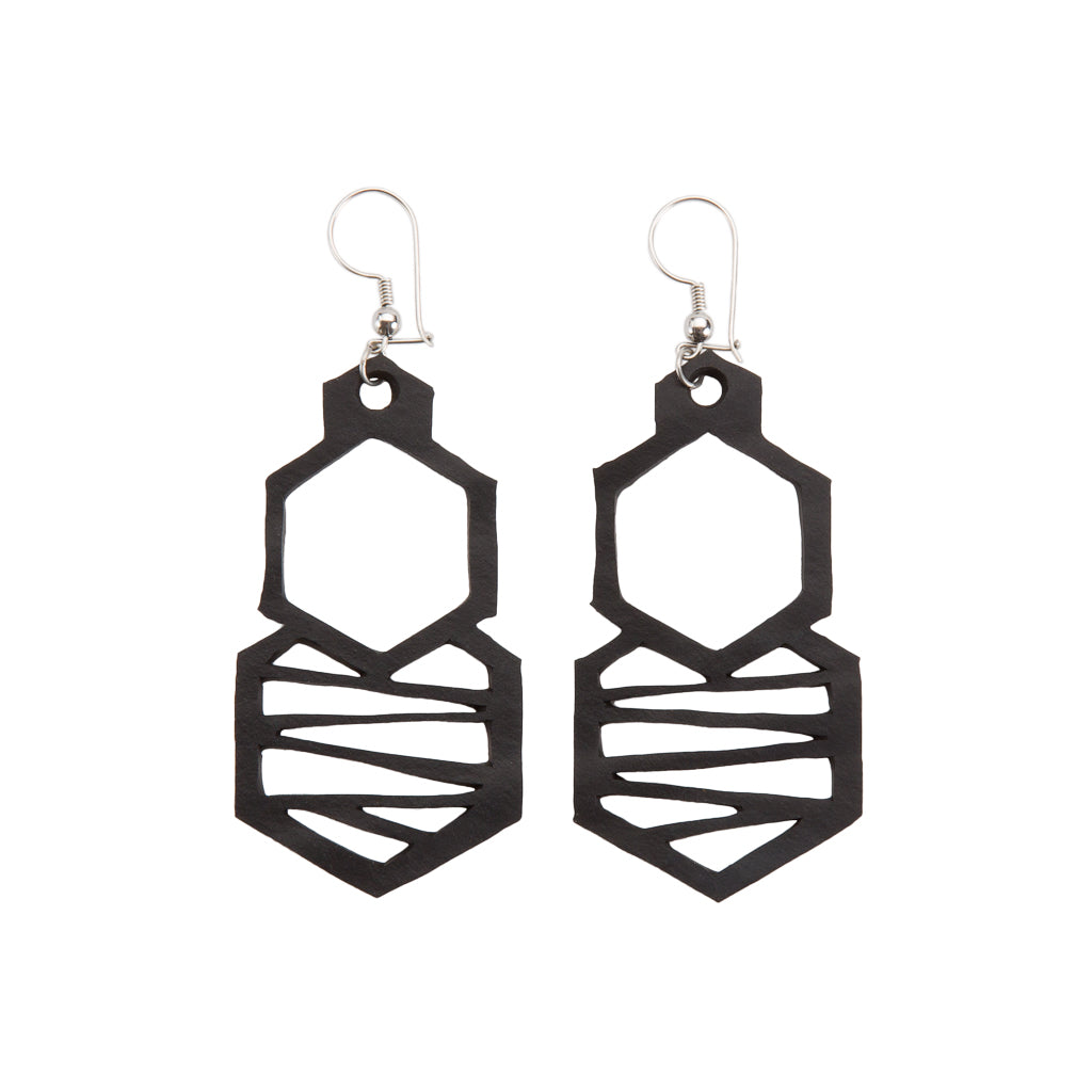 Honeycomb Handmade Upcycled Rubber Earrings